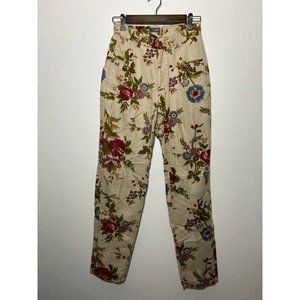 Lizwear linen cotton blend pants floral print size 6